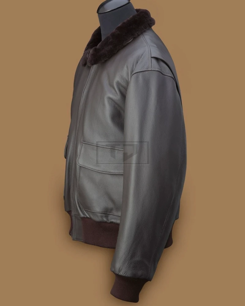 Men Black Airforce Leather Jacket - image 3
