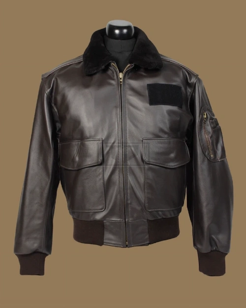 Men Brown Airforce Leather Jacket - image 1