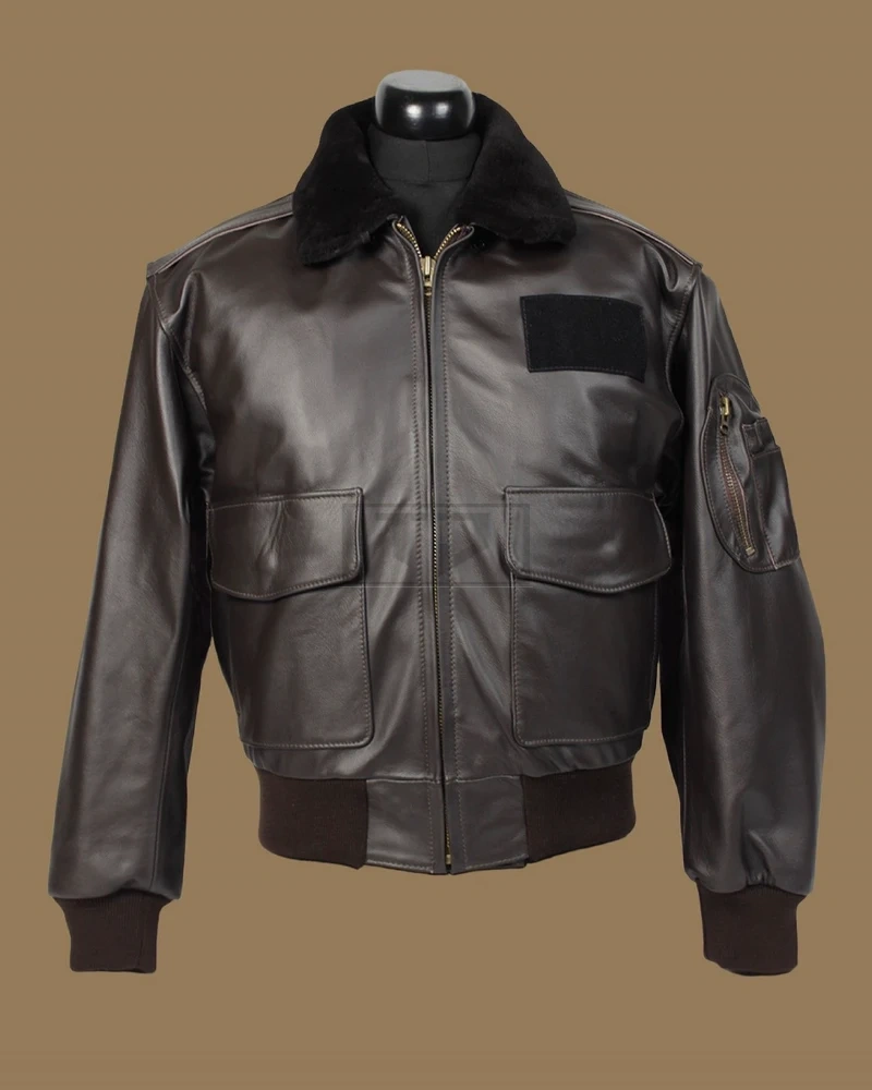 Men Brown Airforce Leather Jacket - image 1