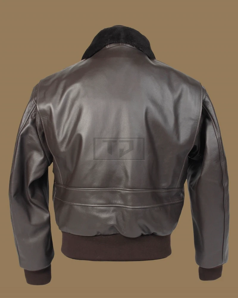 Men Brown Airforce Leather Jacket - image 2