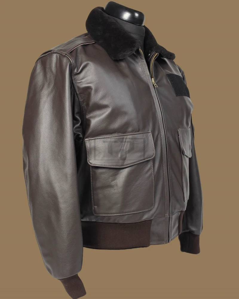 Men Brown Airforce Leather Jacket - image 4