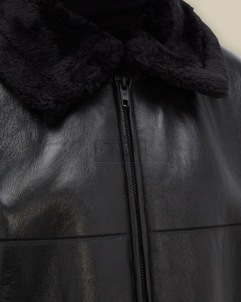 Black B3 Shearling Jacket For Men - image 3