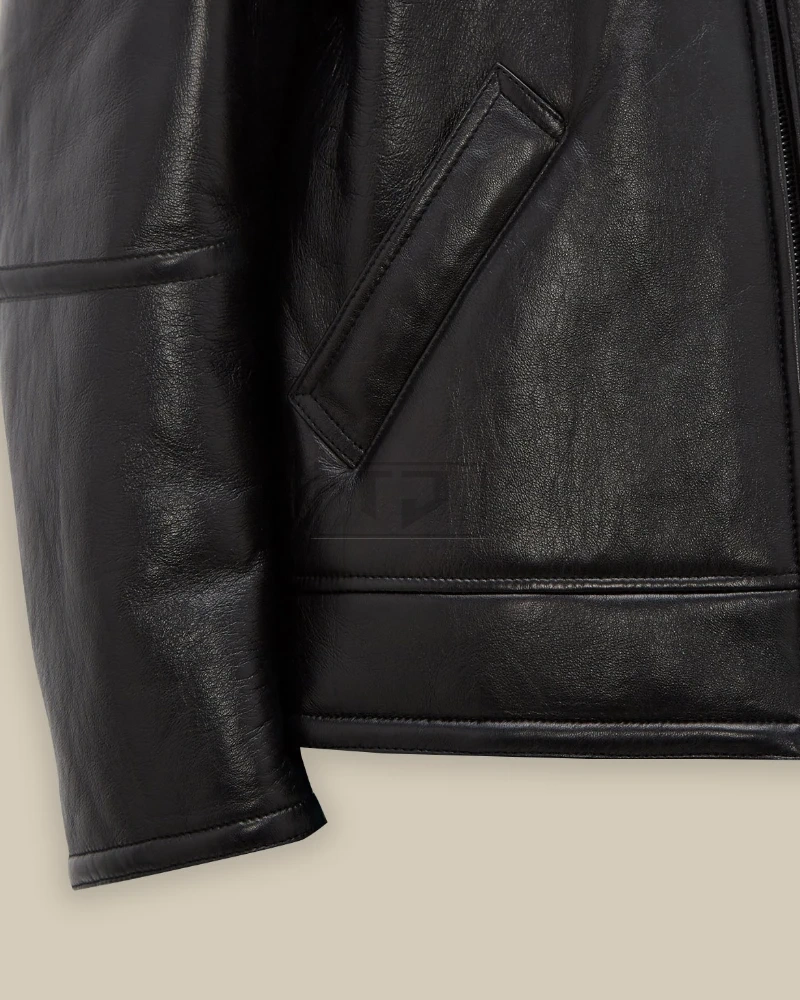 Black B3 Shearling Jacket For Men - image 4