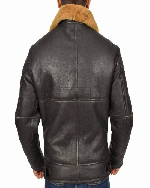 Men Real Sheepskin Brown Jacket - image 2