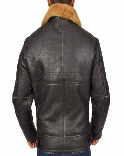Men Real Sheepskin Brown Jacket - image 2