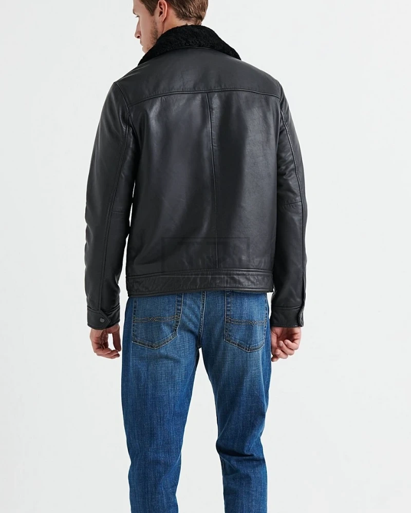 Men Black Sheriff Leather Jacket - image 2
