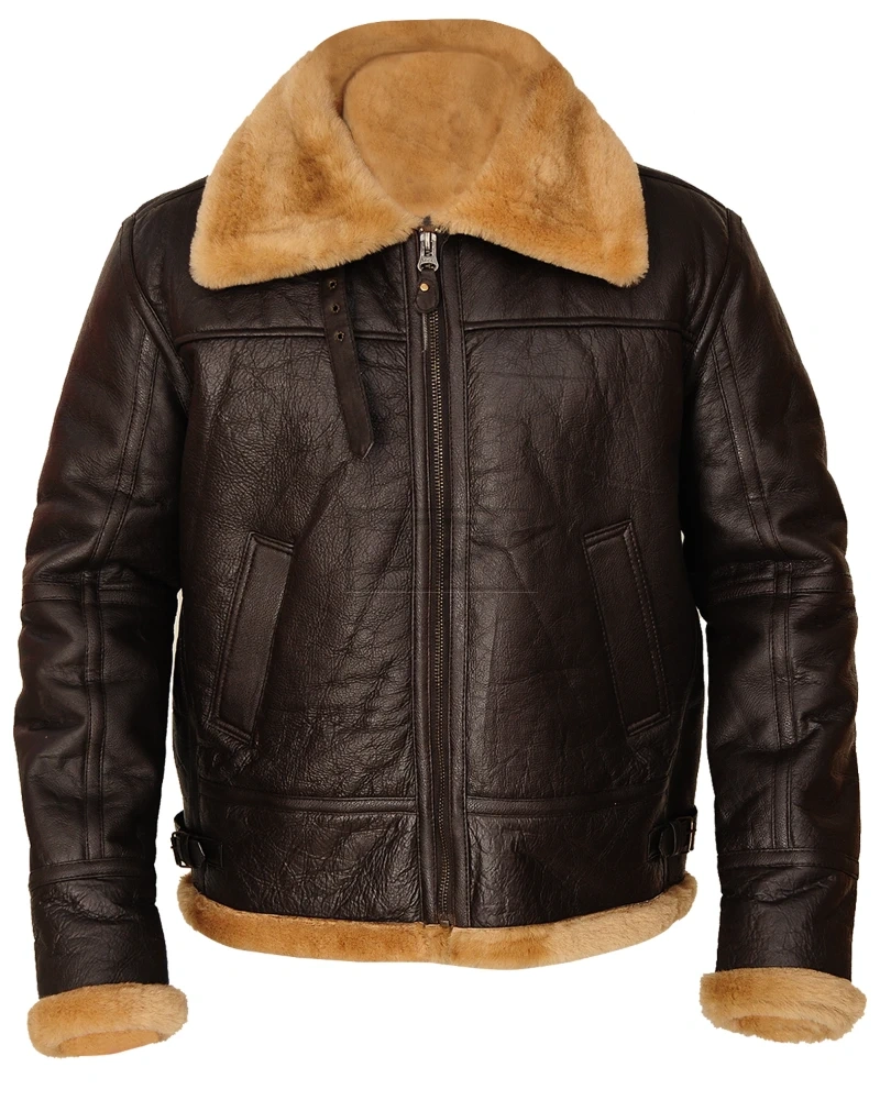Men Brown  B3 Sheepskin Leather Jacket - image 1