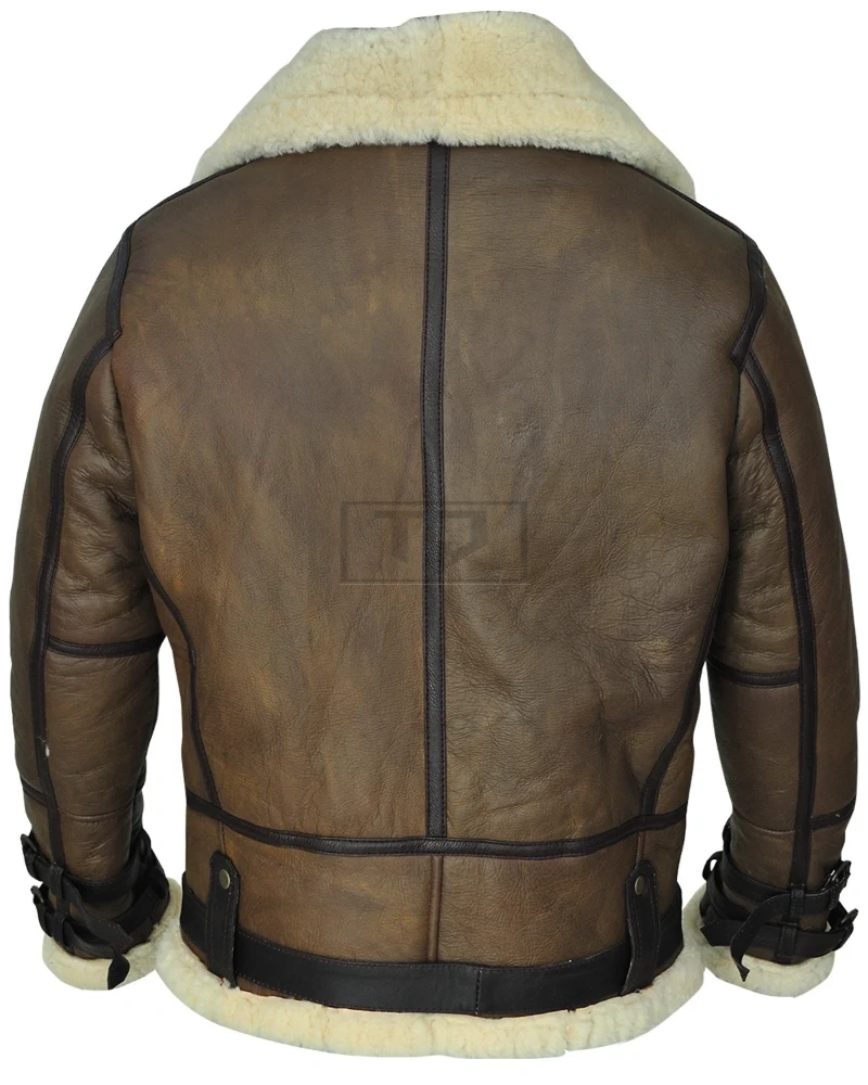 Men Brown B3 Aviator Shearling Jacket - image 2