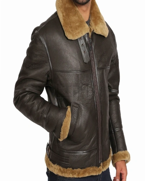 Men Brown B3 Bomber Jacket - image 4