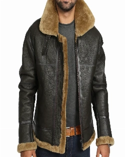Men Brown B3 Bomber Jacket - image 1