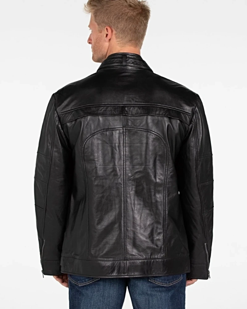 Men Ink Black Leather Jacket - image 2