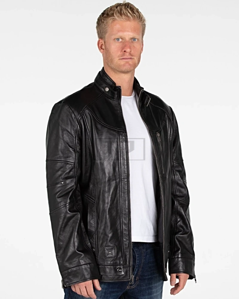 Shop Shop Men Ink Black Leather Jacket [23% OFF] - TorseJackets