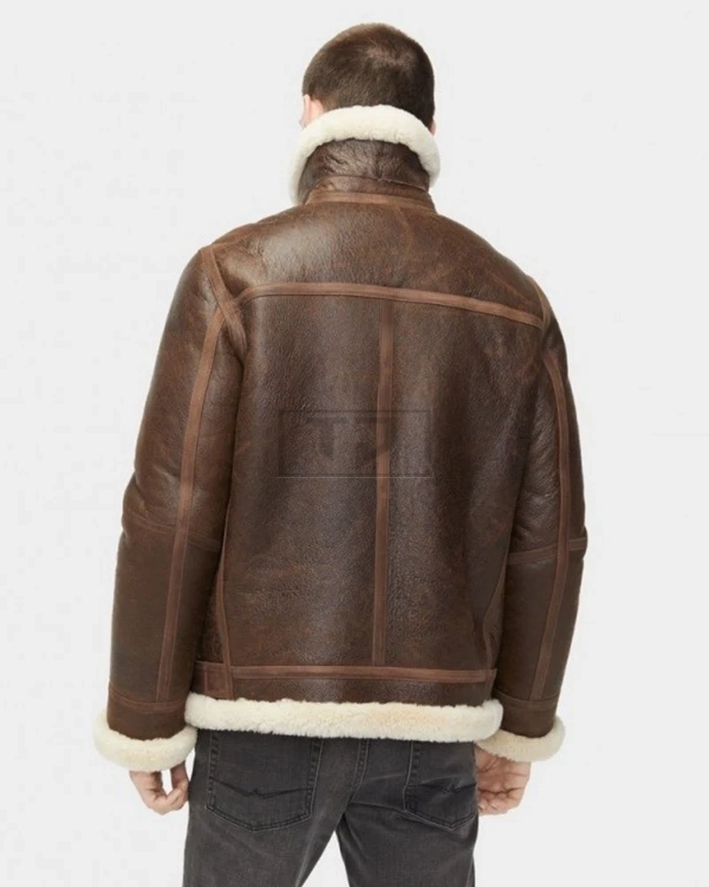 Men Aviator Shearling Leather Jacket - image 2