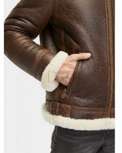 Men Aviator Shearling Leather Jacket - image 5