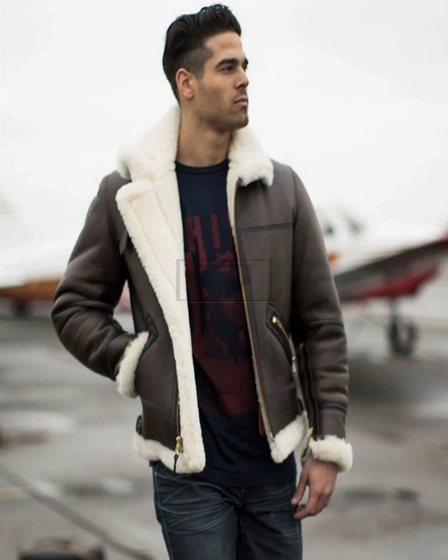 Men B3 Sheepskin Bomber Jacket - image 1