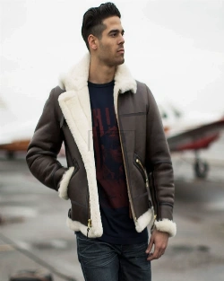 Men B3 Sheepskin Bomber Jacket - image 1