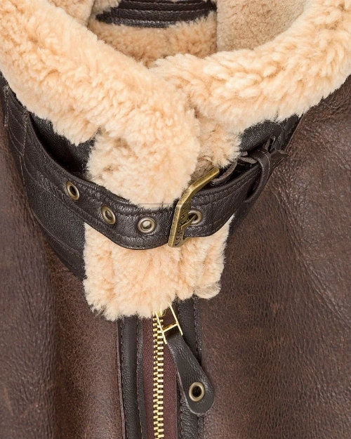Men RAF Shearling Leather Jacket - image 4