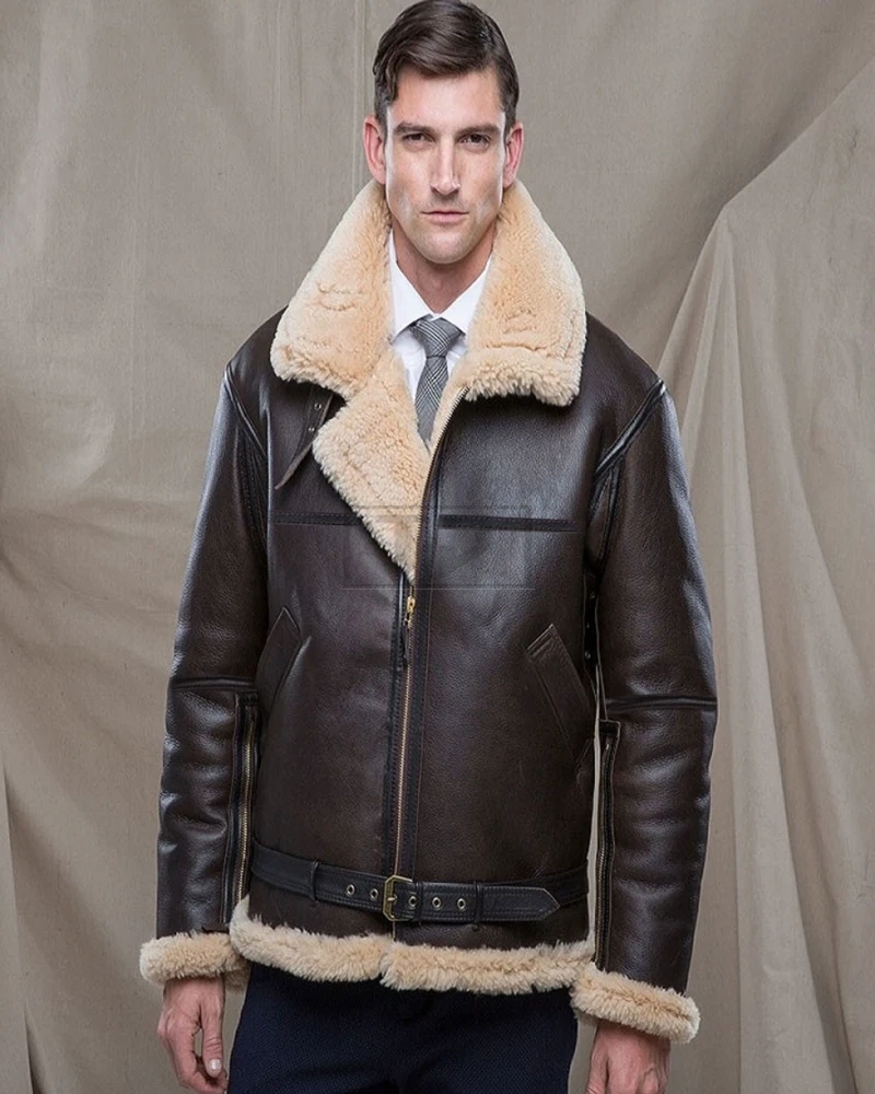 Men RAF Shearling Leather Jacket - image 1