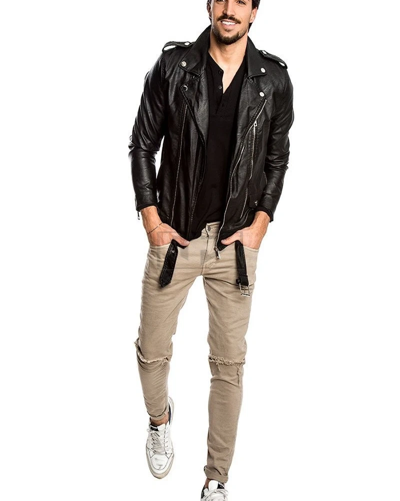 Basic Black Leather Jacket For Men - image 1