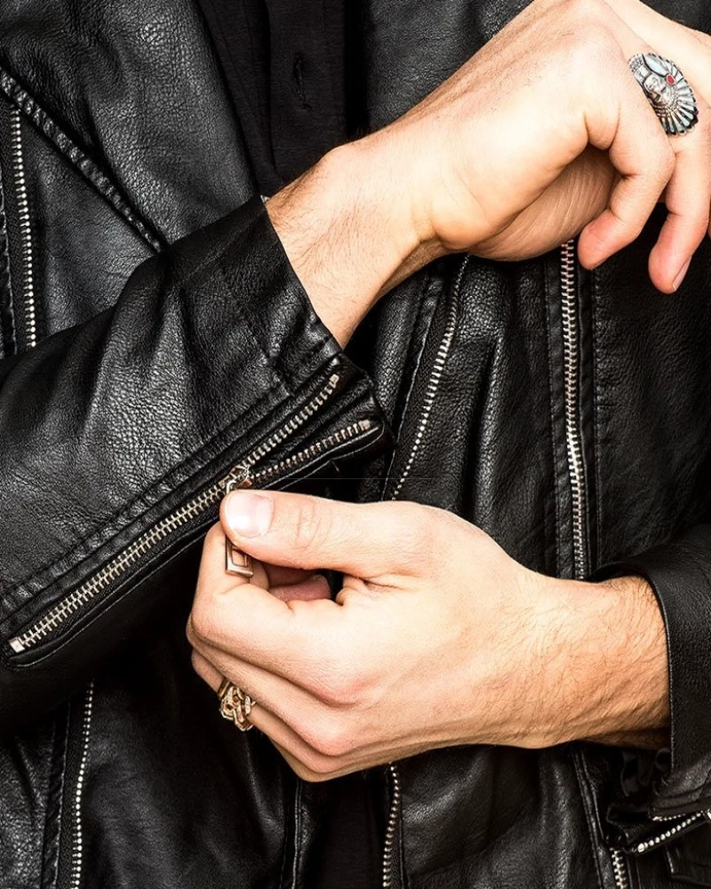 Basic Black Leather Jacket For Men - image 4