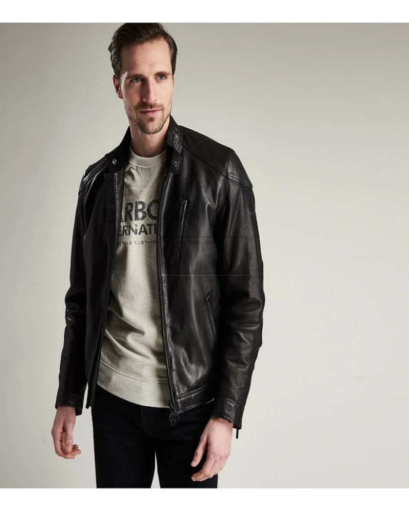 Men's Black Biker Leather Jacket - image 1
