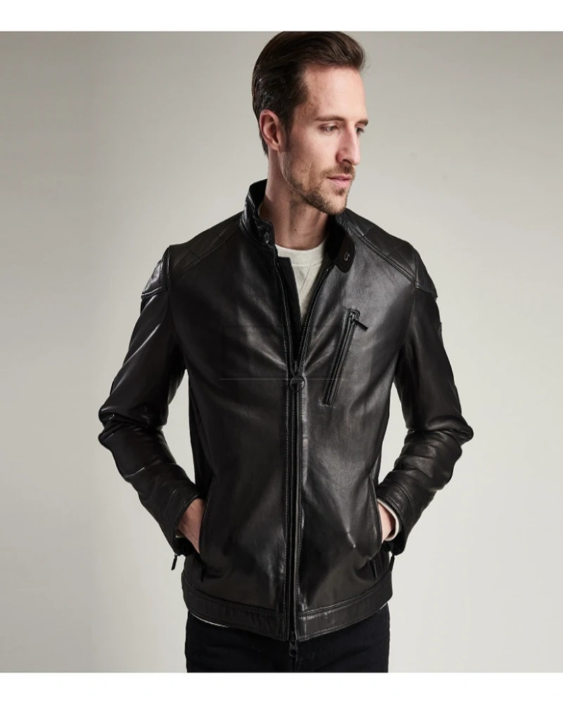Men's Black Biker Leather Jacket - image 3