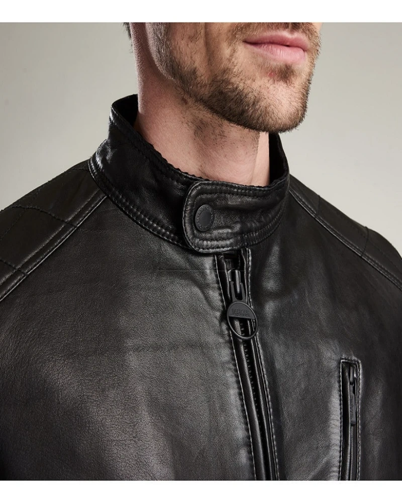 Men's Black Biker Leather Jacket - image 4
