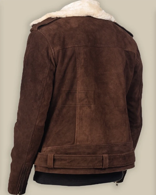 Men Brown Suede Shearling Jacket - image 2
