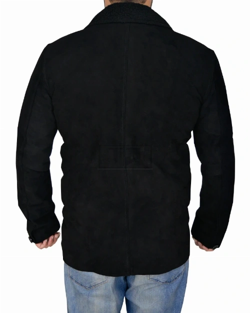 Men Black Suede Biker Jacket - image 2