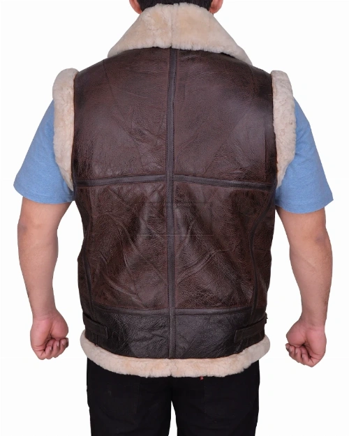 Men Sheepskin Brown Vest - image 2