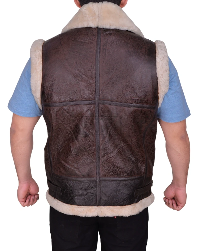 Men Sheepskin Brown Vest - image 2