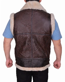 Men Sheepskin Brown Vest - image 2