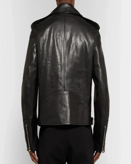 Men Metal Black Biker Jacket - image 2