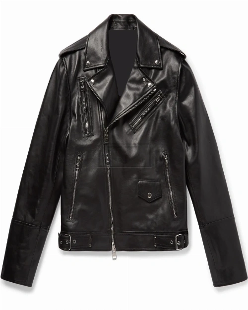 Men Metal Black Biker Jacket - image 4