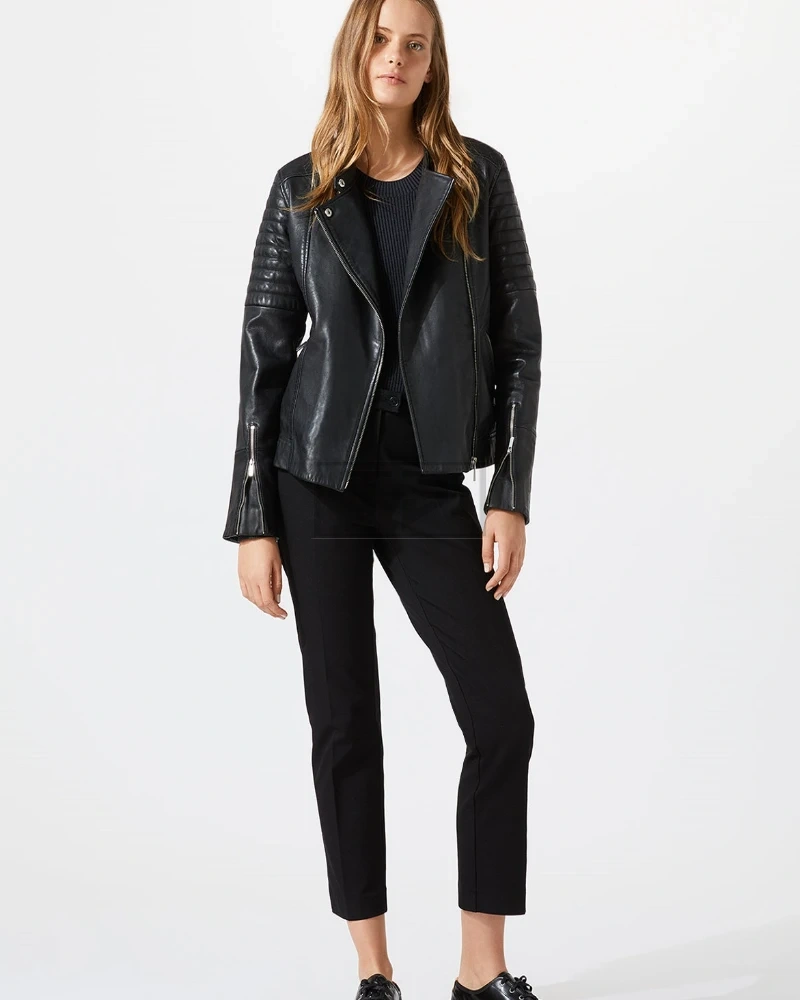 Women Coal Black Leather Jacket - image 1