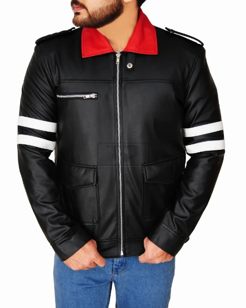 Men Chic Black Leather Jacket - image 5
