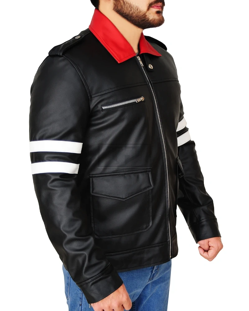 Men Chic Black Leather Jacket - image 3