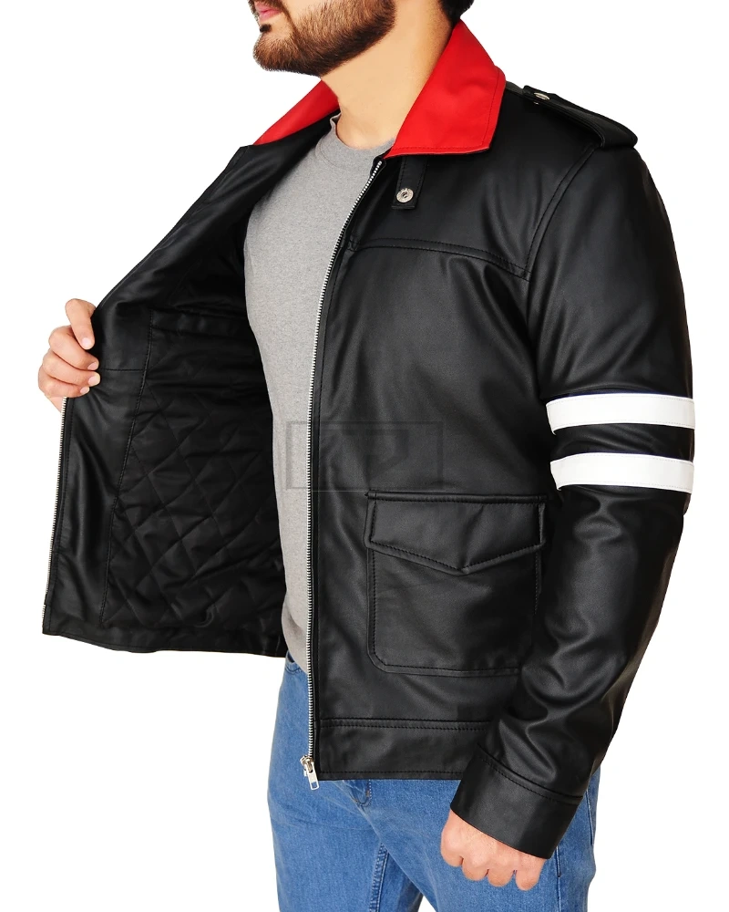 Men Chic Black Leather Jacket - image 4