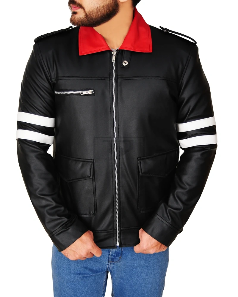 Men Chic Black Leather Jacket - image 5