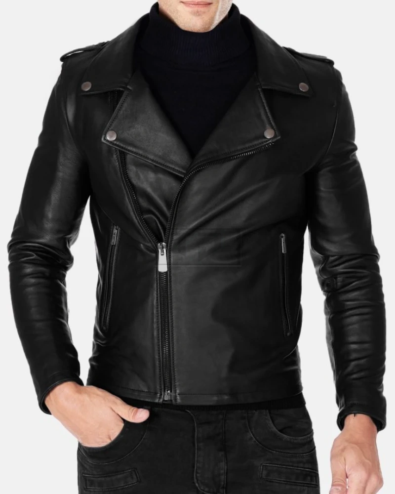 Men Motorcycle Leather Jacket - image 1