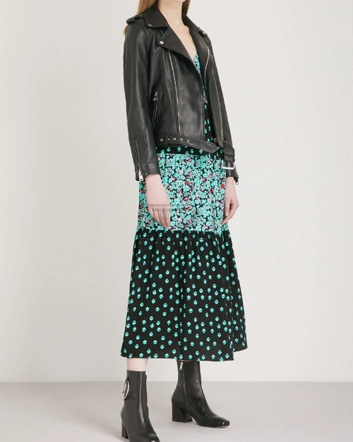 Women Ink Black Leather Jacket - image 1