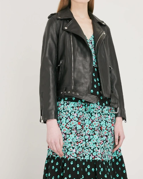 Women Ink Black Leather Jacket - image 4