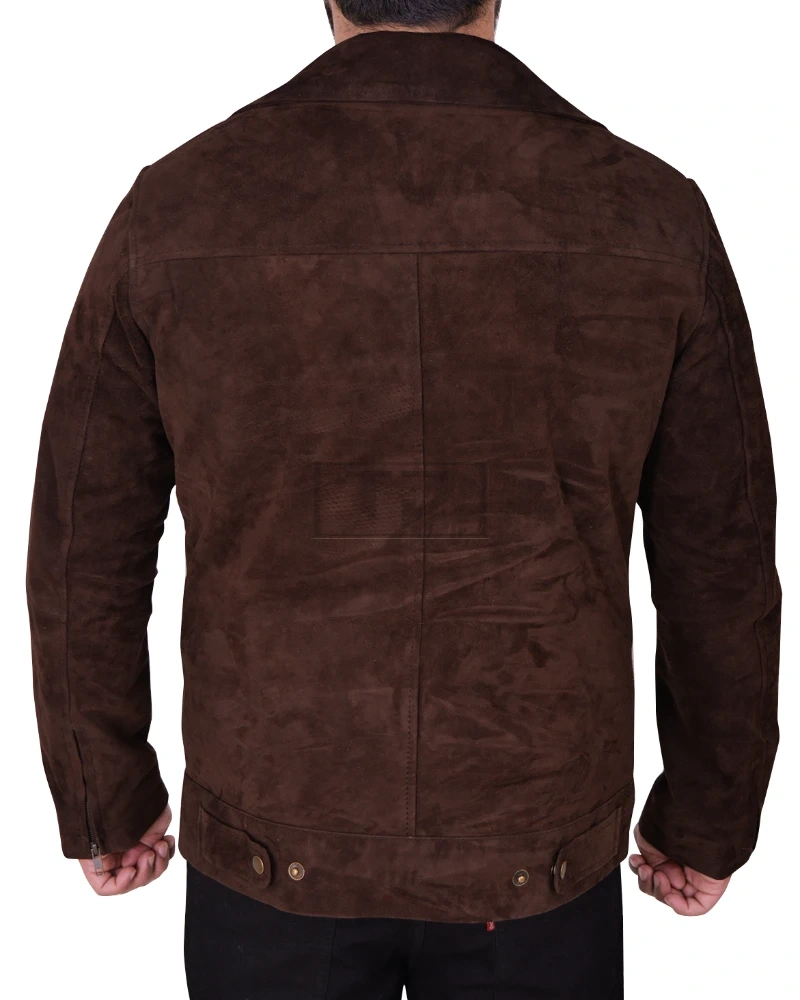 Men Dark Brown Suede Leather Jacket - image 2
