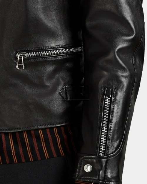 Men Classic Black Biker Jacket - image 4