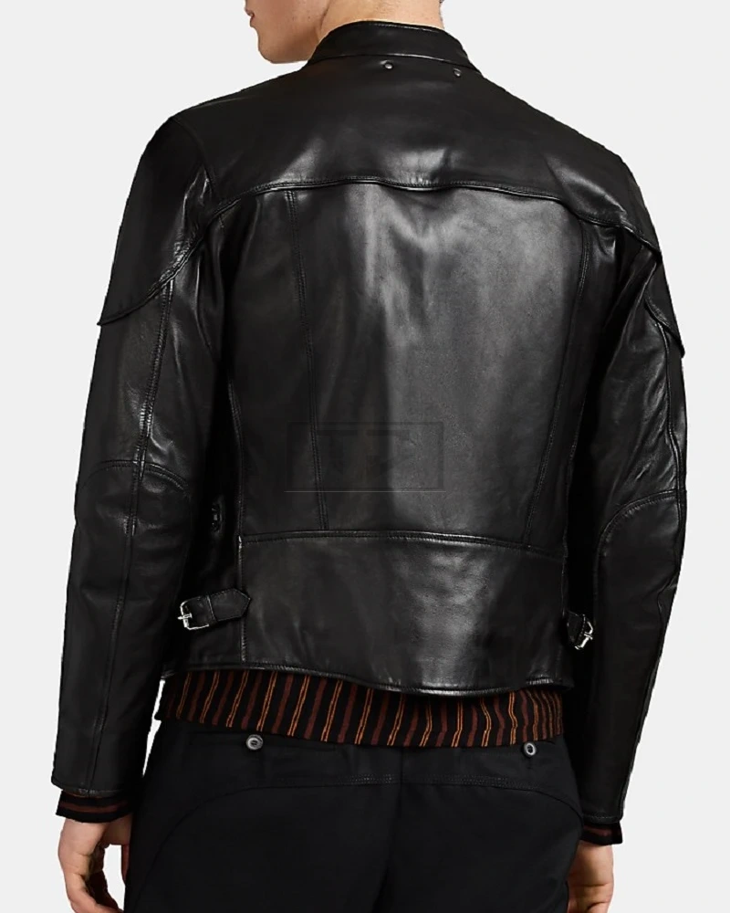 Men Classic Black Biker Jacket - image 2