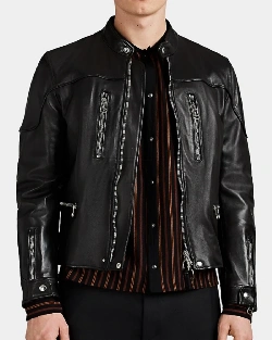 Men Classic Black Biker Jacket - image 3