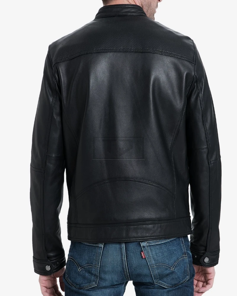 Men Ink Black Biker Leather Jacket - image 2