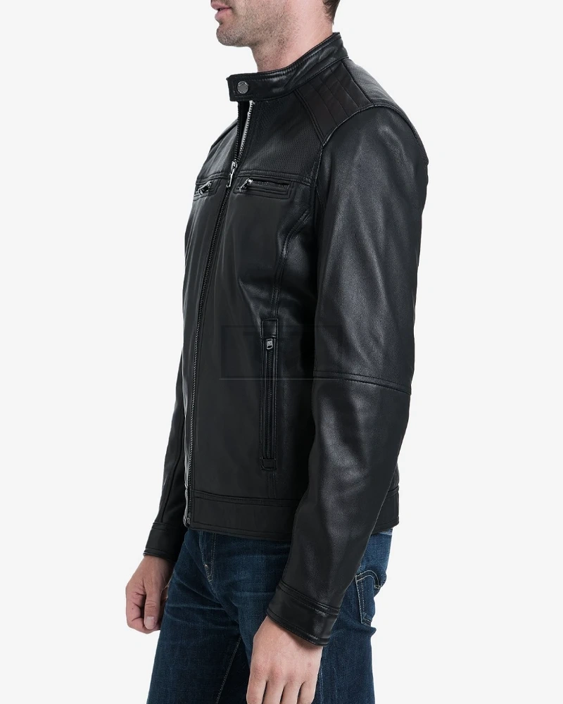Men Ink Black Biker Leather Jacket - image 4