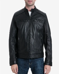 Men Ink Black Biker Leather Jacket - image 3