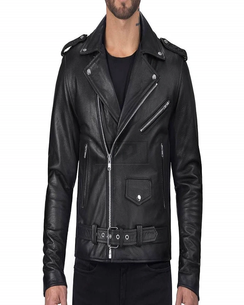 Men Black Fire Leather Jacket - image 1